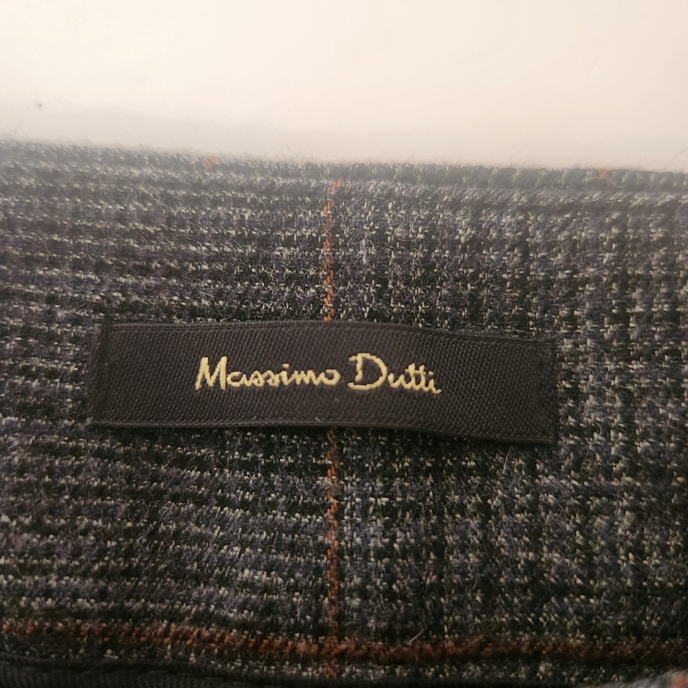 Massimo Dutti Grey Plaid Wool Blend Straight Leg Trousers Pants Size 2